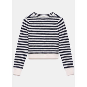 Stripe Cotton Bow Cardigan